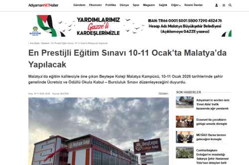 BEYTEPE KOLEJİ ADIYAMAN NET HABER'DE