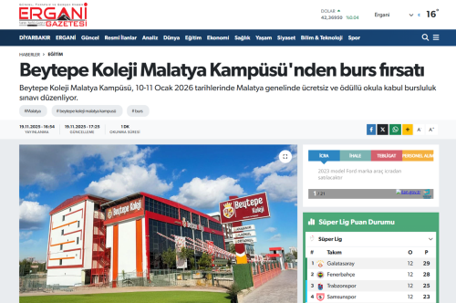 BEYTEPE KOLEJİ ERGANİ GAZETESİ'NDE