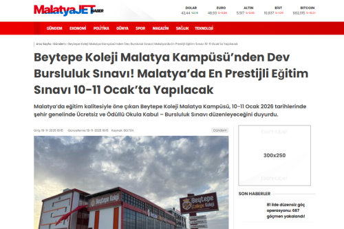 BEYTEPE KOLEJİ MALATYA JET HABER'DE