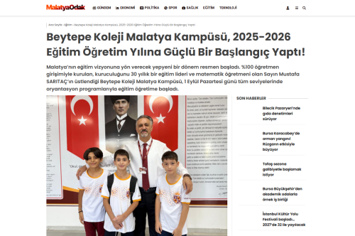 Beytepe Koleji Malatya Kampüsü, 2025-2026 Eğitim Öğretim Yılına Güçlü Bir Başlangıç Yaptı!