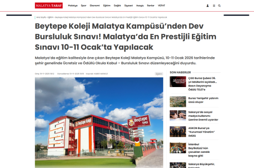 BEYTEPE KOLEJİ MALATYA TARAF GAZETESİ'NDE