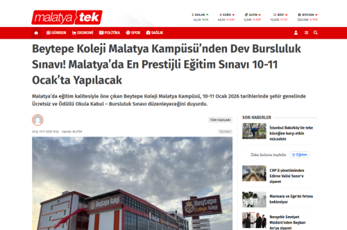 BEYTEPE KOLEJİ MALATYA TEK HABER'DE