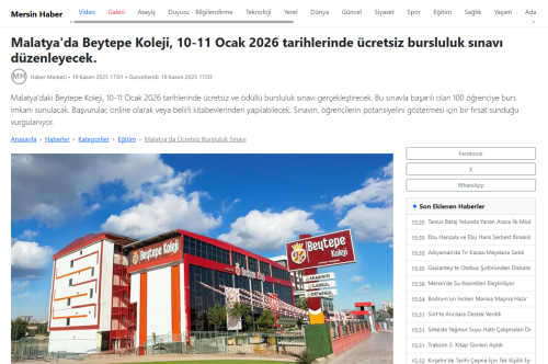 BEYTEPE KOLEJİ MERSİN HABER'DE
