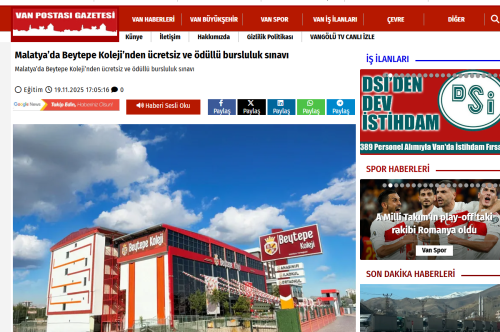 BEYTEPE KOLEJİ VAN POSTASI GAZETESİ'NDE