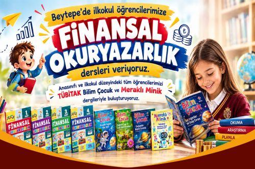  Beytepe'de ilkokul 1, 2, 3 ve 4. sınıf öğrencilerimize Finansal Okuryazarlık dersleri veriyoruz; ana sınıfı ve ilkokul düzeyindeki tüm öğrencilerimizi TÜBİTAK Bilim Çocuk ve TÜBİTAK Meraklı Minik Dergileri ile buluşturuyoruz.